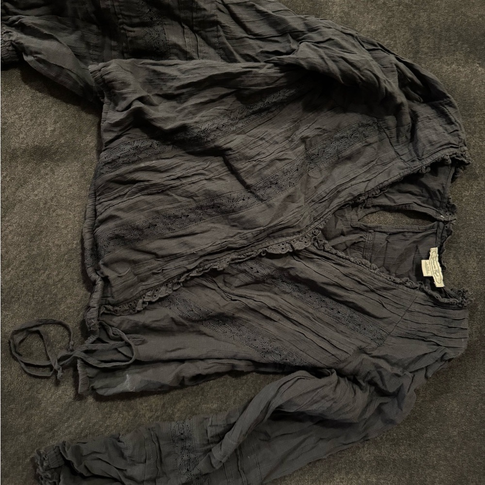 American Eagle Outfitters Charcoal Wrap Top
